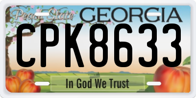 GA license plate CPK8633