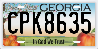 GA license plate CPK8635