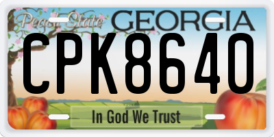 GA license plate CPK8640