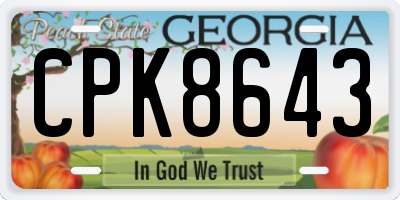 GA license plate CPK8643