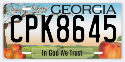 GA license plate CPK8645