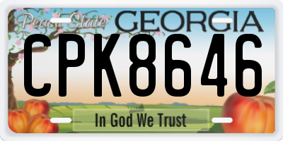 GA license plate CPK8646