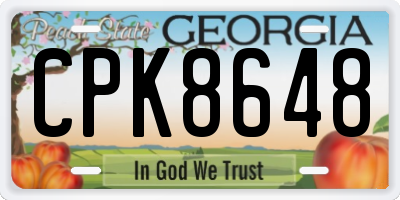GA license plate CPK8648