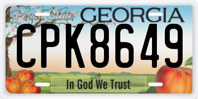 GA license plate CPK8649