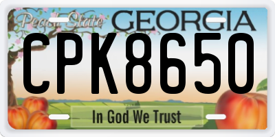 GA license plate CPK8650