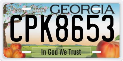 GA license plate CPK8653
