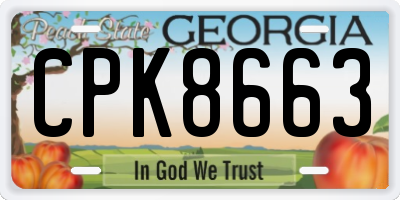 GA license plate CPK8663