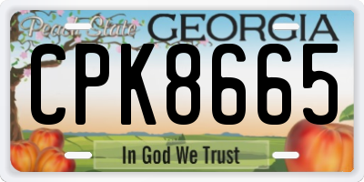 GA license plate CPK8665