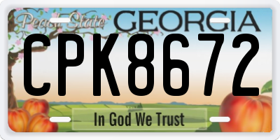 GA license plate CPK8672