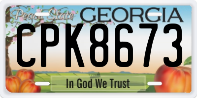 GA license plate CPK8673