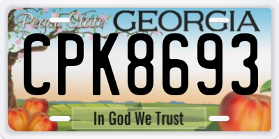GA license plate CPK8693