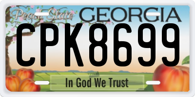 GA license plate CPK8699