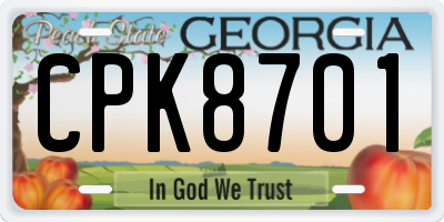 GA license plate CPK8701