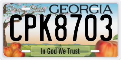 GA license plate CPK8703