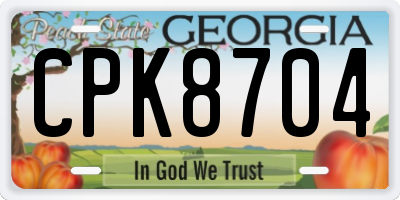 GA license plate CPK8704