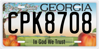 GA license plate CPK8708