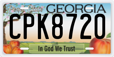 GA license plate CPK8720