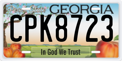 GA license plate CPK8723