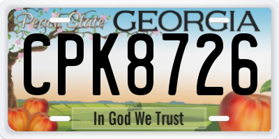 GA license plate CPK8726