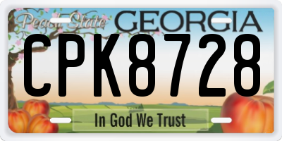 GA license plate CPK8728
