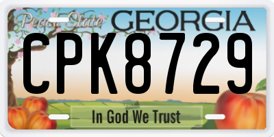 GA license plate CPK8729