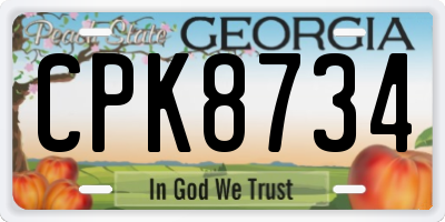 GA license plate CPK8734