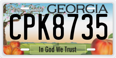 GA license plate CPK8735