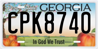 GA license plate CPK8740