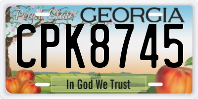 GA license plate CPK8745
