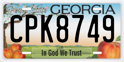 GA license plate CPK8749