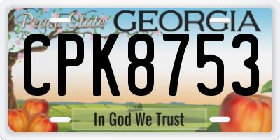 GA license plate CPK8753