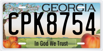 GA license plate CPK8754