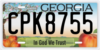 GA license plate CPK8755