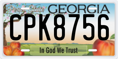 GA license plate CPK8756