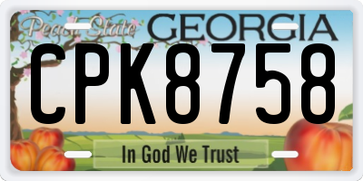 GA license plate CPK8758