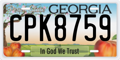 GA license plate CPK8759