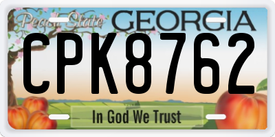 GA license plate CPK8762