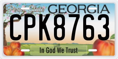 GA license plate CPK8763