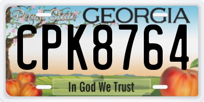 GA license plate CPK8764