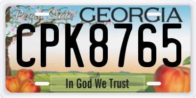 GA license plate CPK8765