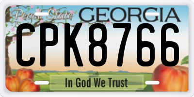 GA license plate CPK8766