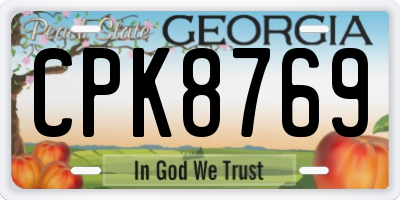 GA license plate CPK8769