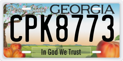 GA license plate CPK8773