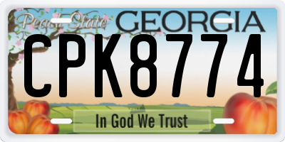 GA license plate CPK8774