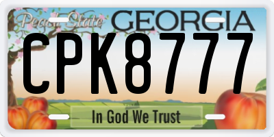 GA license plate CPK8777