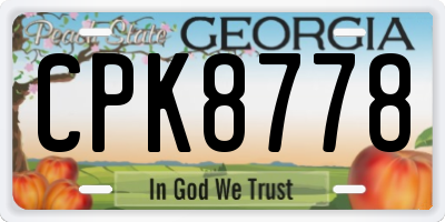 GA license plate CPK8778