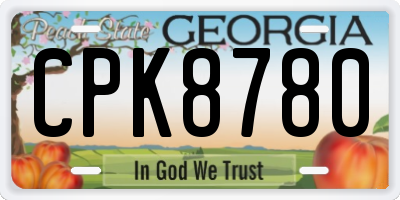 GA license plate CPK8780