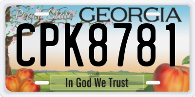 GA license plate CPK8781