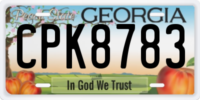 GA license plate CPK8783
