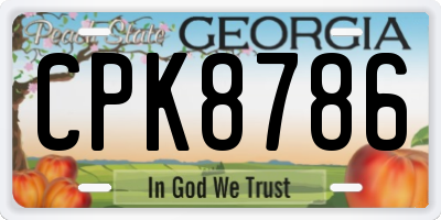 GA license plate CPK8786